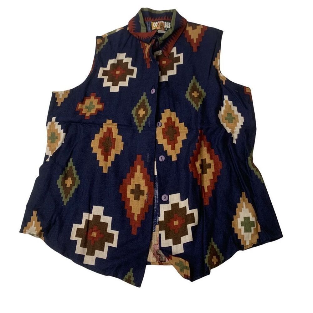 Vintage Aztec Patterned Sleeveless Top